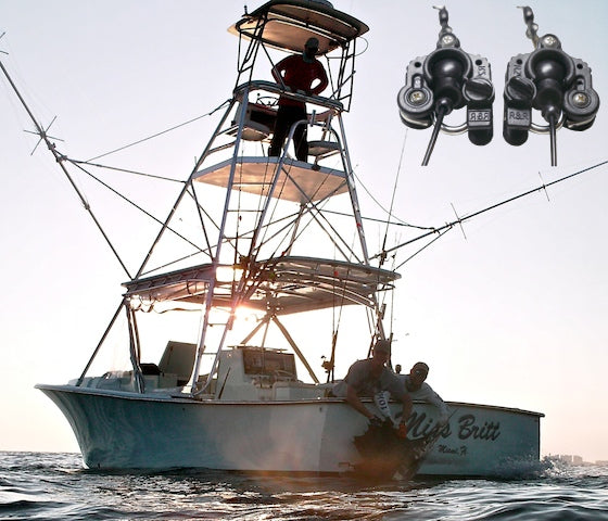 The  Miss Britt landing a sail fish that they caught with their  R2 out rigger clips.