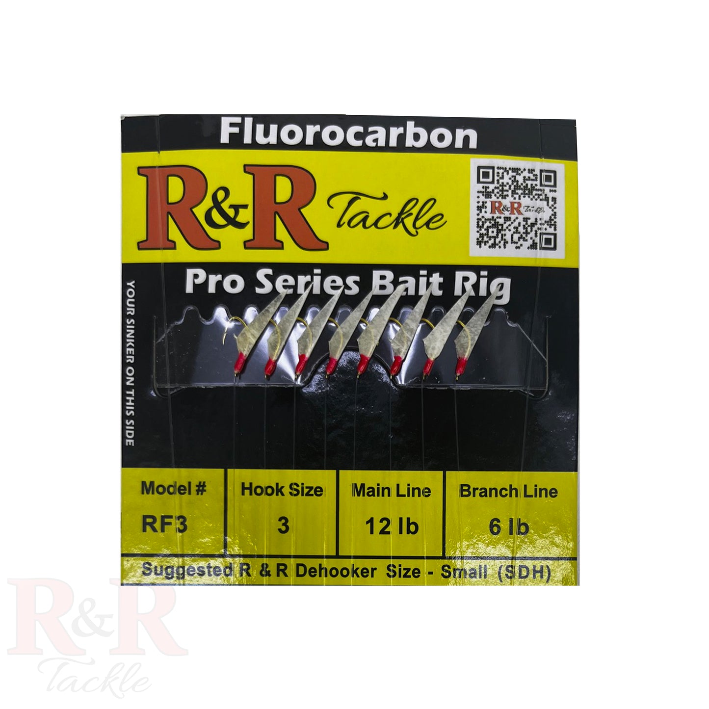 RF Pro Series Fluorocarbon Bait Rigs - 8 hooks with fish skin & red heads - R&R Tackle Co. | Premium Saltwater Fishing Tackle