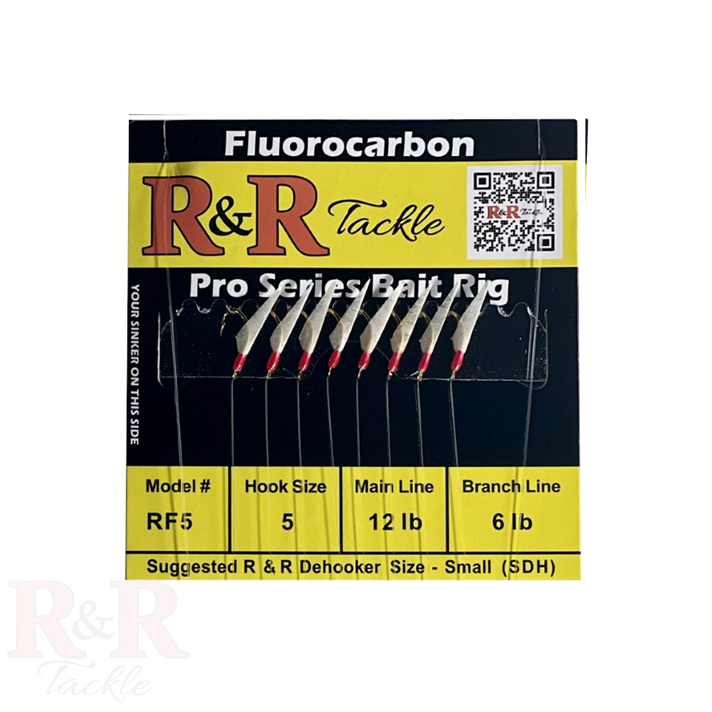 RF Pro Series Fluorocarbon Bait Rigs - 8 hooks with fish skin & red heads - R&R Tackle Co. | Premium Saltwater Fishing Tackle