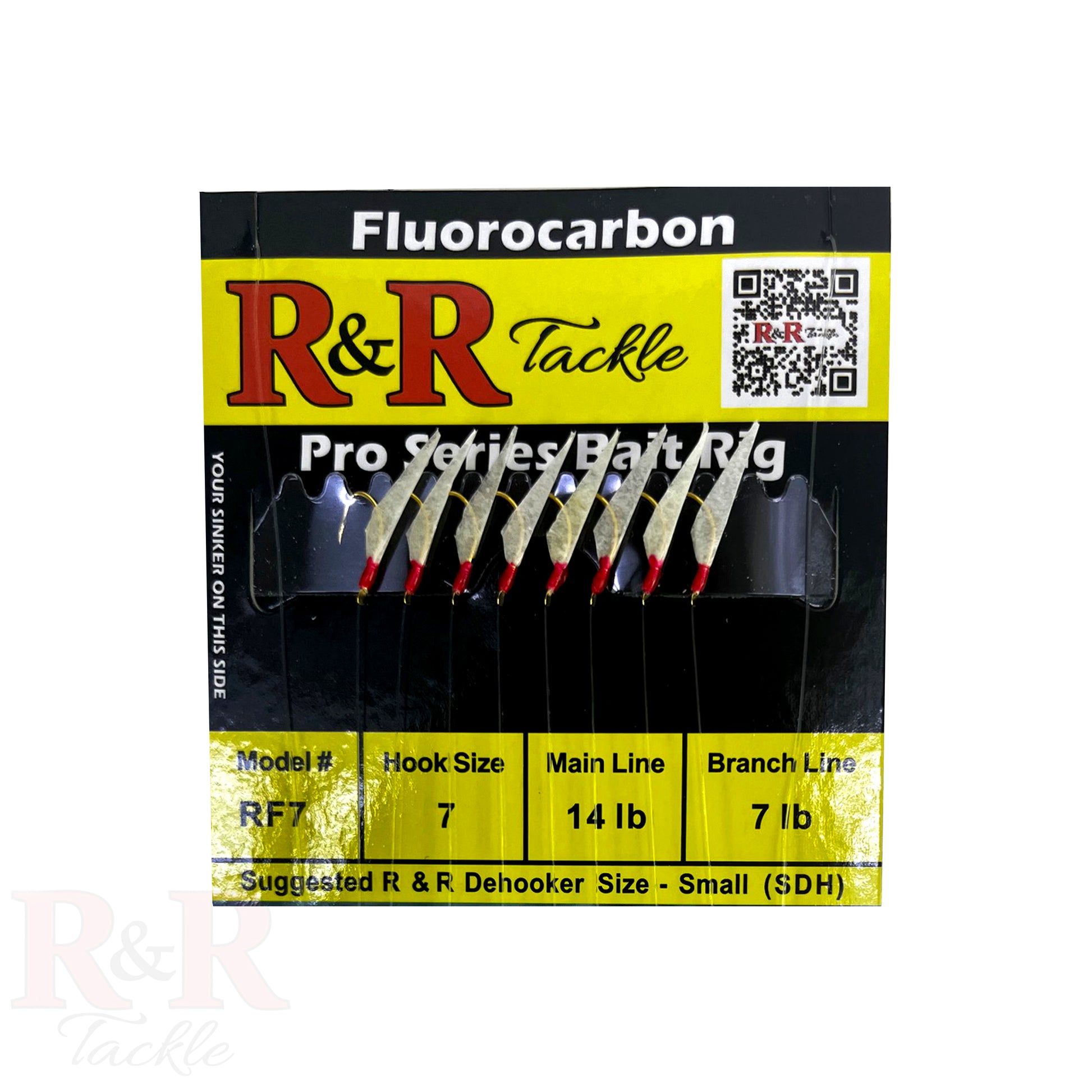 RF Pro Series Fluorocarbon Bait Rigs - 8 hooks with fish skin & red heads - R&R Tackle Co. | Premium Saltwater Fishing Tackle