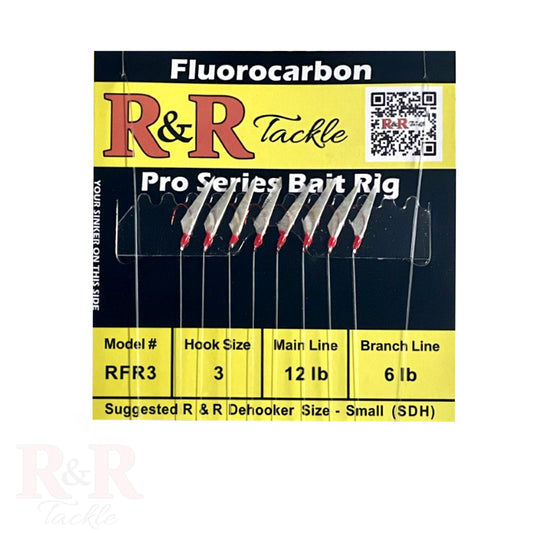 RFR Pro Series Fluorocarbon Bait Rigs - 8 Red hooks with fish skin & red heads - R&R Tackle Co. | Premium Saltwater Fishing Tackle