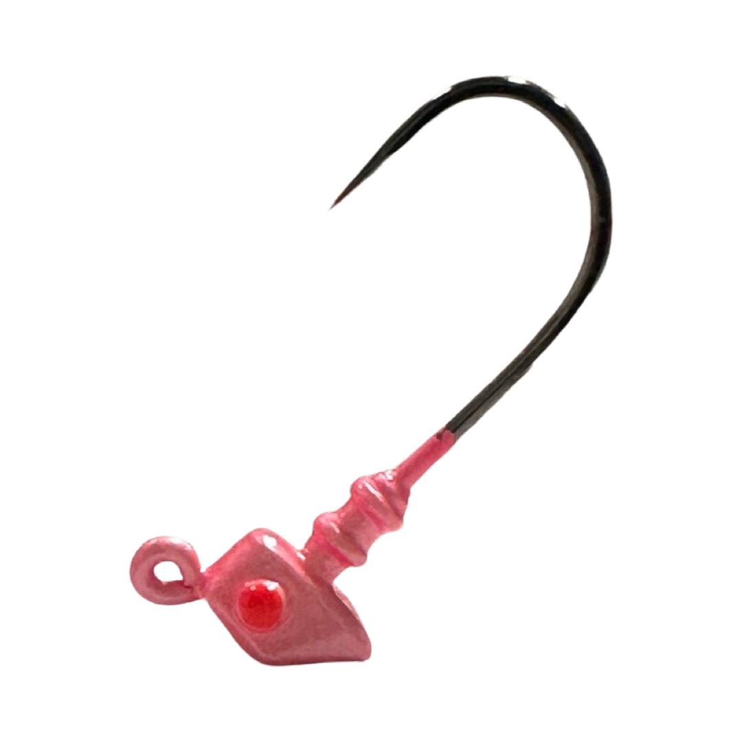 R&R Shrimp jig head, black nickel hook.