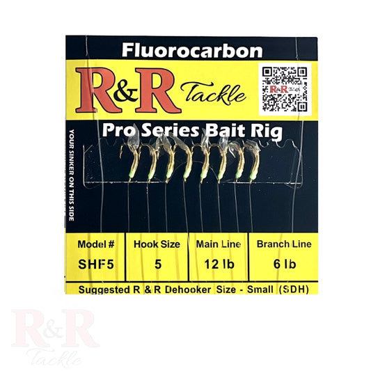 SHF Pro Series Fluorocarbon bait rig - 8 hooks with shrimp body & green head - R&R Tackle Co. | Premium Saltwater Fishing Tackle